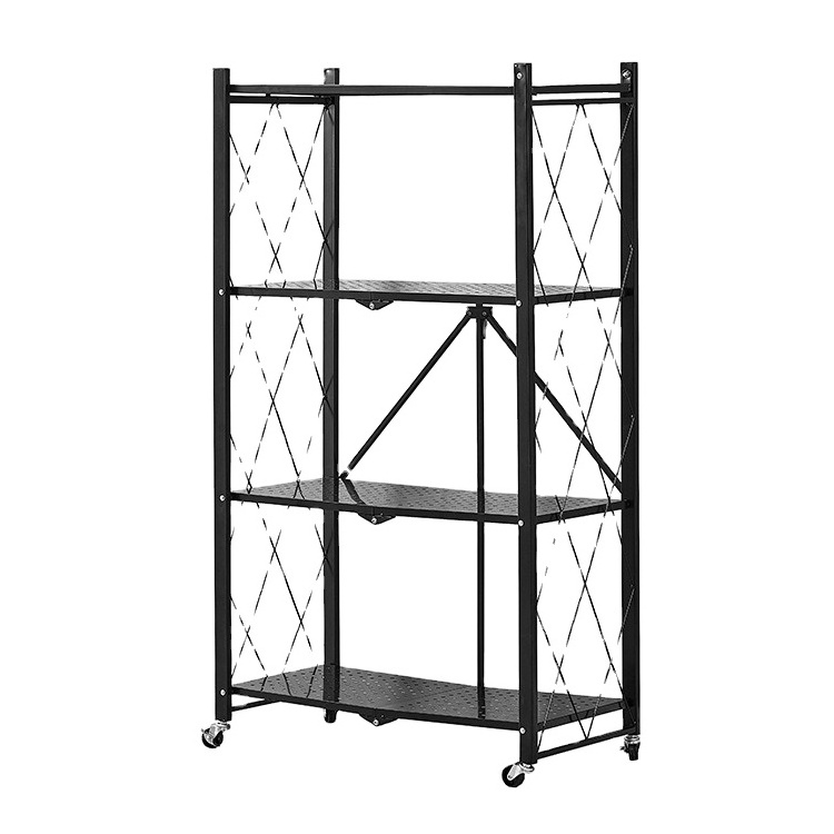 Convenient Multi-Layer Microwave Oven Storage Rack One Second Folding Kitchen Storage Shelves & Units