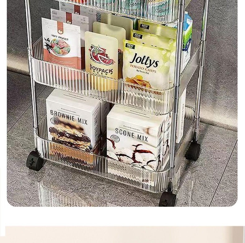 4-Tier Acrylic Storage Rolling Clear Bathroom Cart Organizer Transparency Laundry Room Organization Mobile Shelving Unit Cart