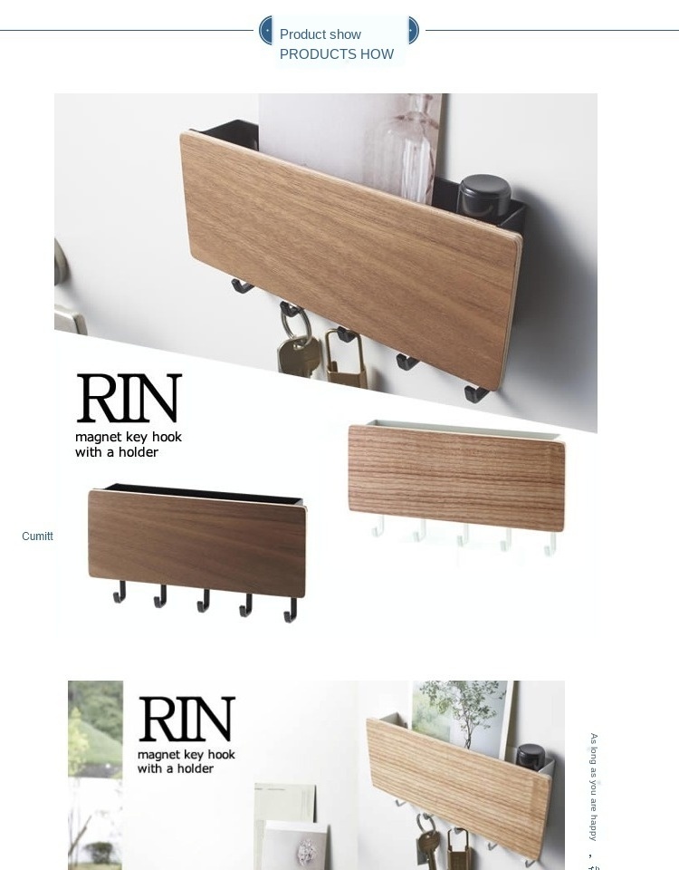 Entrance hall wall-mounted key rack without punching hook key hanging rack multi-functional sundries storage rack behind  door