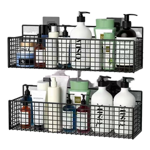 Shower Caddy Basket Shelf with Soap Holder No Drilling  Adhesive Shower Wall Shelves Rustproof Bathroom Shower Storage Organizer