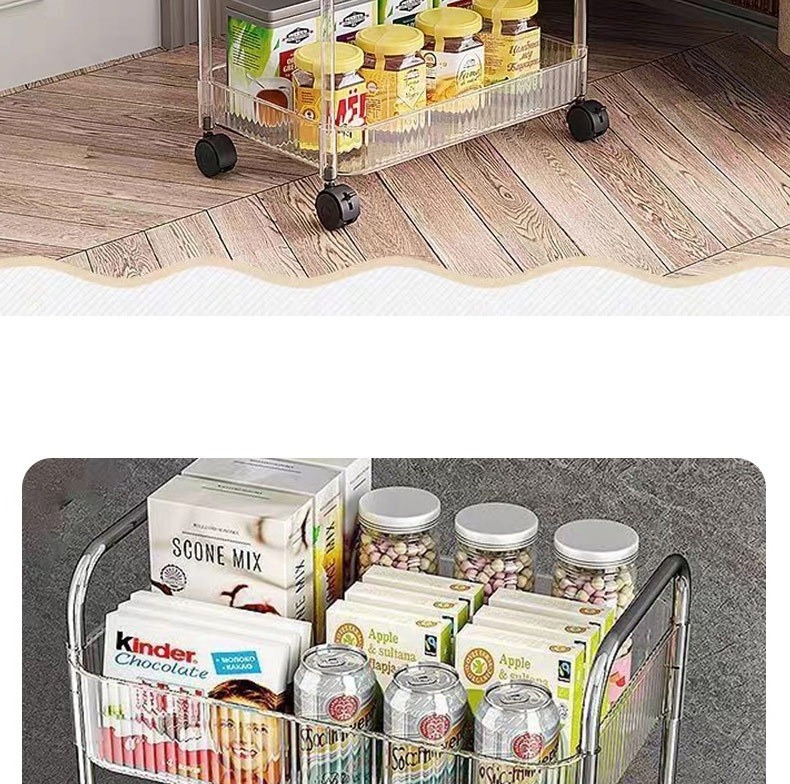 4-Tier Acrylic Storage Rolling Clear Bathroom Cart Organizer Transparency Laundry Room Organization Mobile Shelving Unit Cart