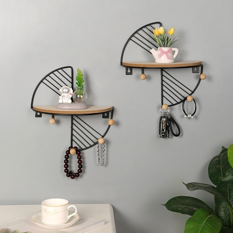 Creative Metal Wall Storage Rack for Flower Pots Key Ornaments and Other Home Decor for Living Room Porch Bedroom