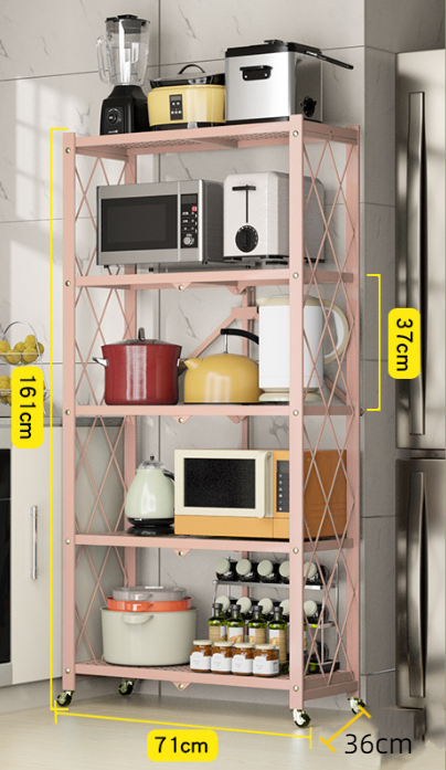 Convenient Multi-Layer Microwave Oven Storage Rack One Second Folding Kitchen Storage Shelves & Units