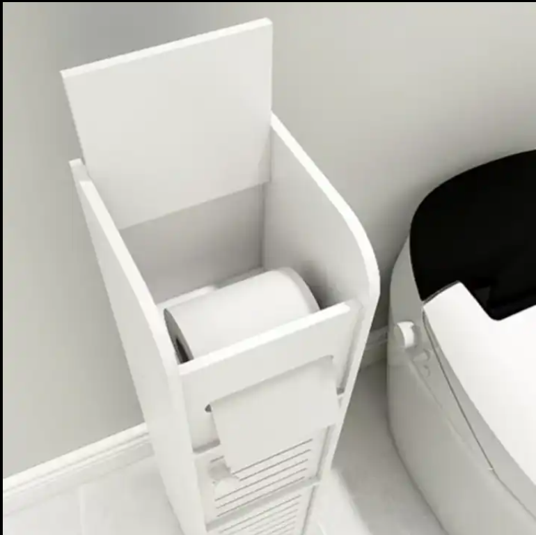 Small Bathroom Storage Cabinet Spaces Over The Toilet Cabinet for Skinny Corner Floor Slim  Paper  with 2 Doors  Shelves (White)