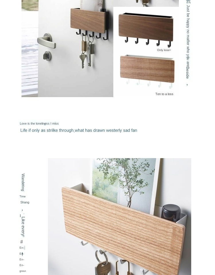 Entrance hall wall-mounted key rack without punching hook key hanging rack multi-functional sundries storage rack behind  door