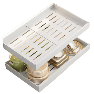 Expandable Cabinet Organizer Drawer Pull Out Cabinet Drawers Adhesive Slide Storage Shelf with  Divider Racks  Kitchen Bathroom