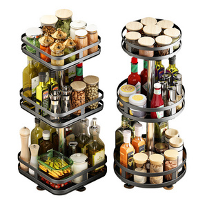 360 Degree Rotating Adjustable Kitchen and Bathroom Countertop Storage Rack Seasoning and Spice Organizer Shelf