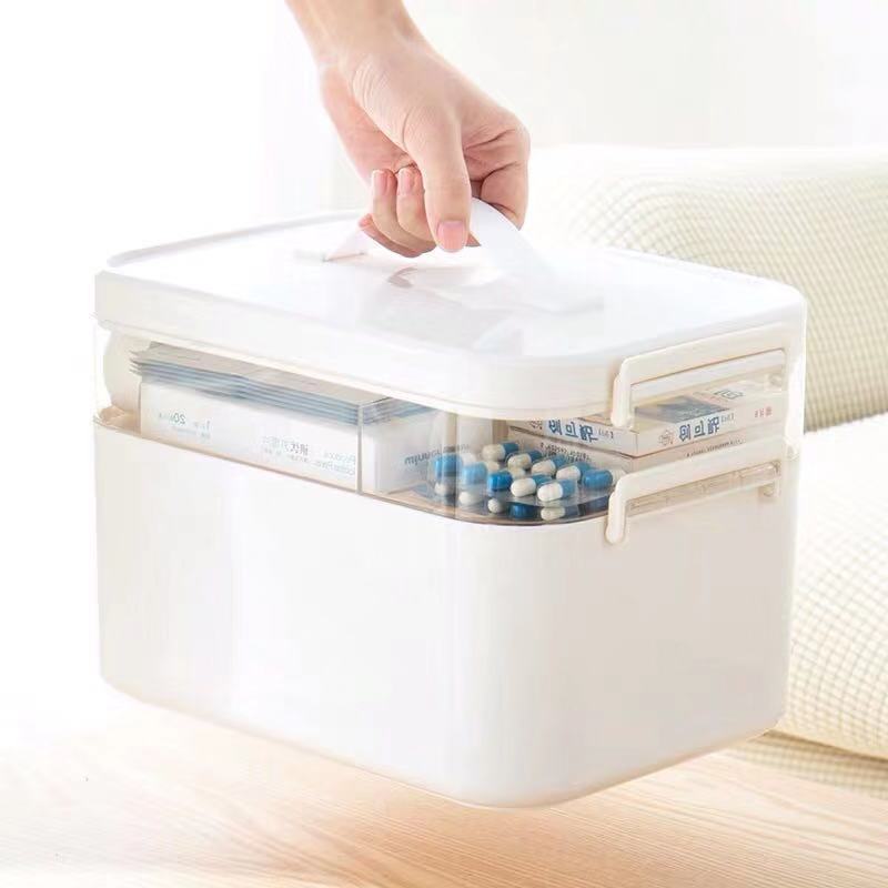 JX- Household portable first aid Storage medicine box with handle Large-capacity layered medicine cabinet organizer with lock