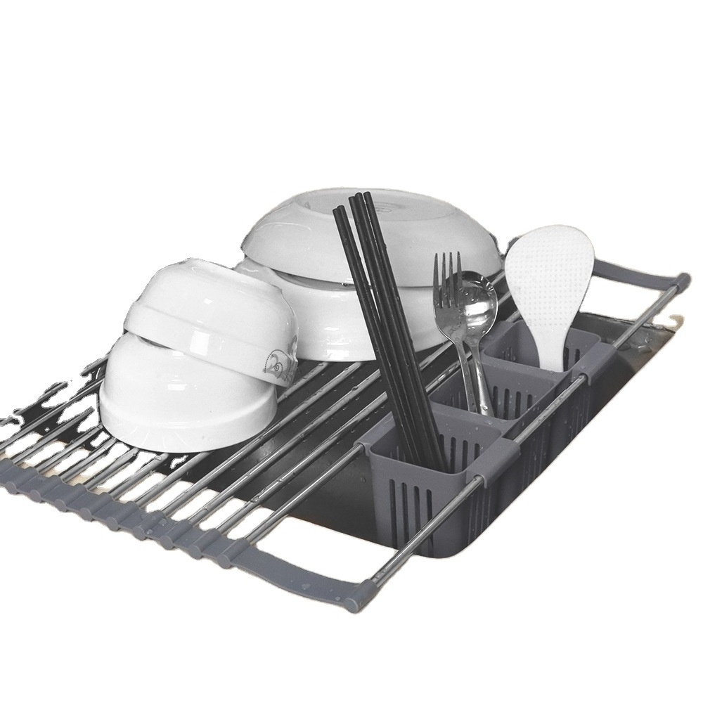 jx- Kitchen collapsible drain rack Stainless steel kitchen storage rack sink drying dishes kitchenware storage filter rack