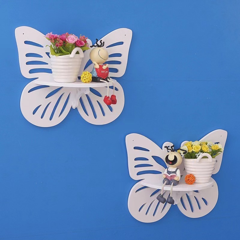 Promotional butterfly wall decoration hanging with for bedroom living room wall wall shelf no punching creative bathroom