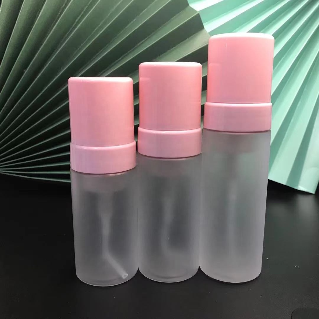 100ml 120ml 150ml empty Transparent frosted pink pump Facial cleanser matte bottle Shampoo shower gel Foam PET Plastic Bottle