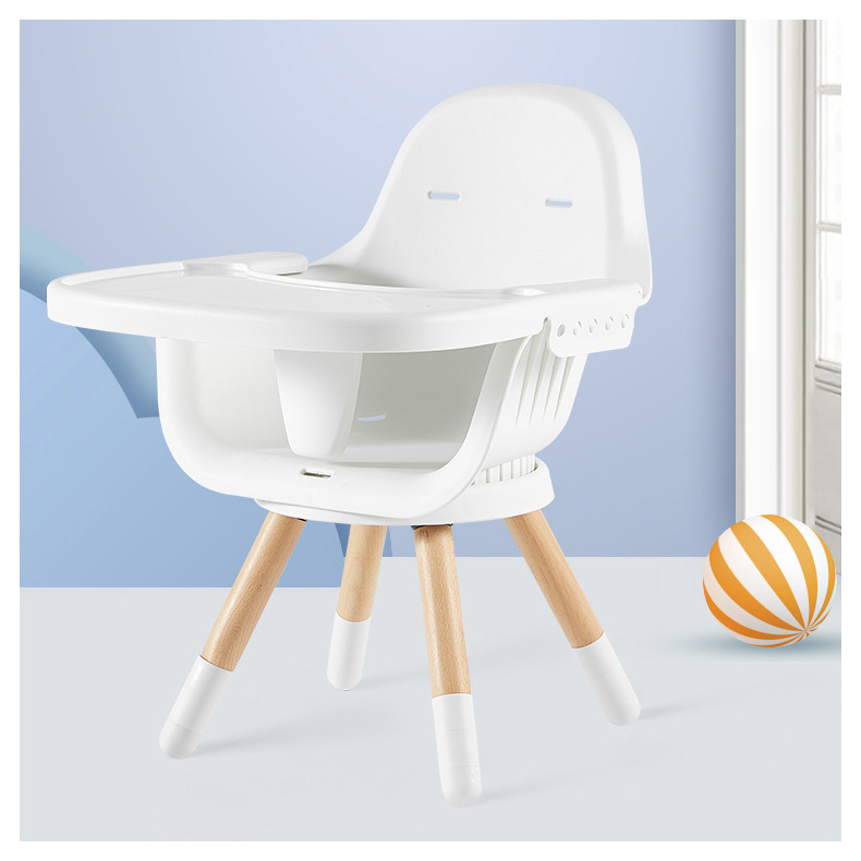 Wood 360 Degree Swivel Seat Rotating Fixed Baby Feeding High Chair with Removable Dinning Tray