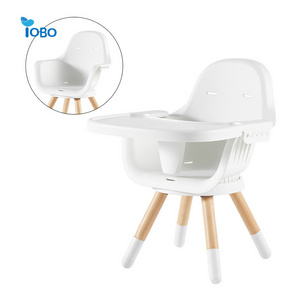 Wood 360 Degree Swivel Seat Rotating Fixed Baby Feeding High Chair with Removable Dinning Tray