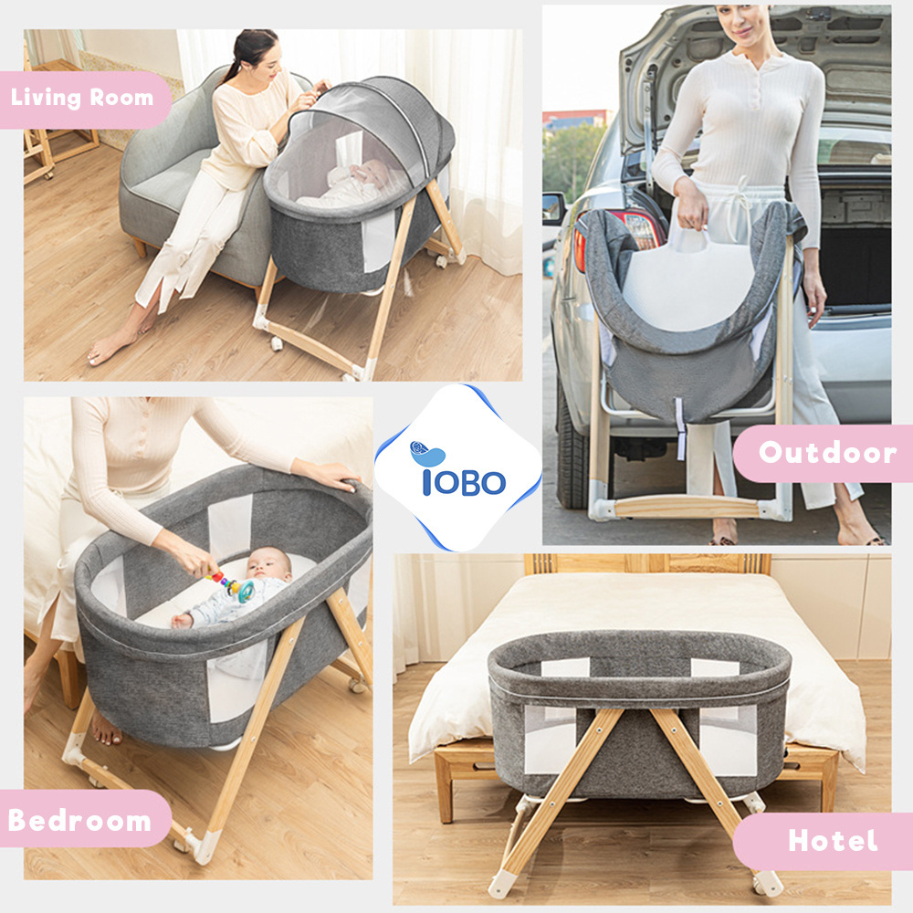 Baby Bed Bassinet for Newborn Babies from Birth, Multifunction Bedside Sleeping Portable Foldable Baby Crib with Fashion Design