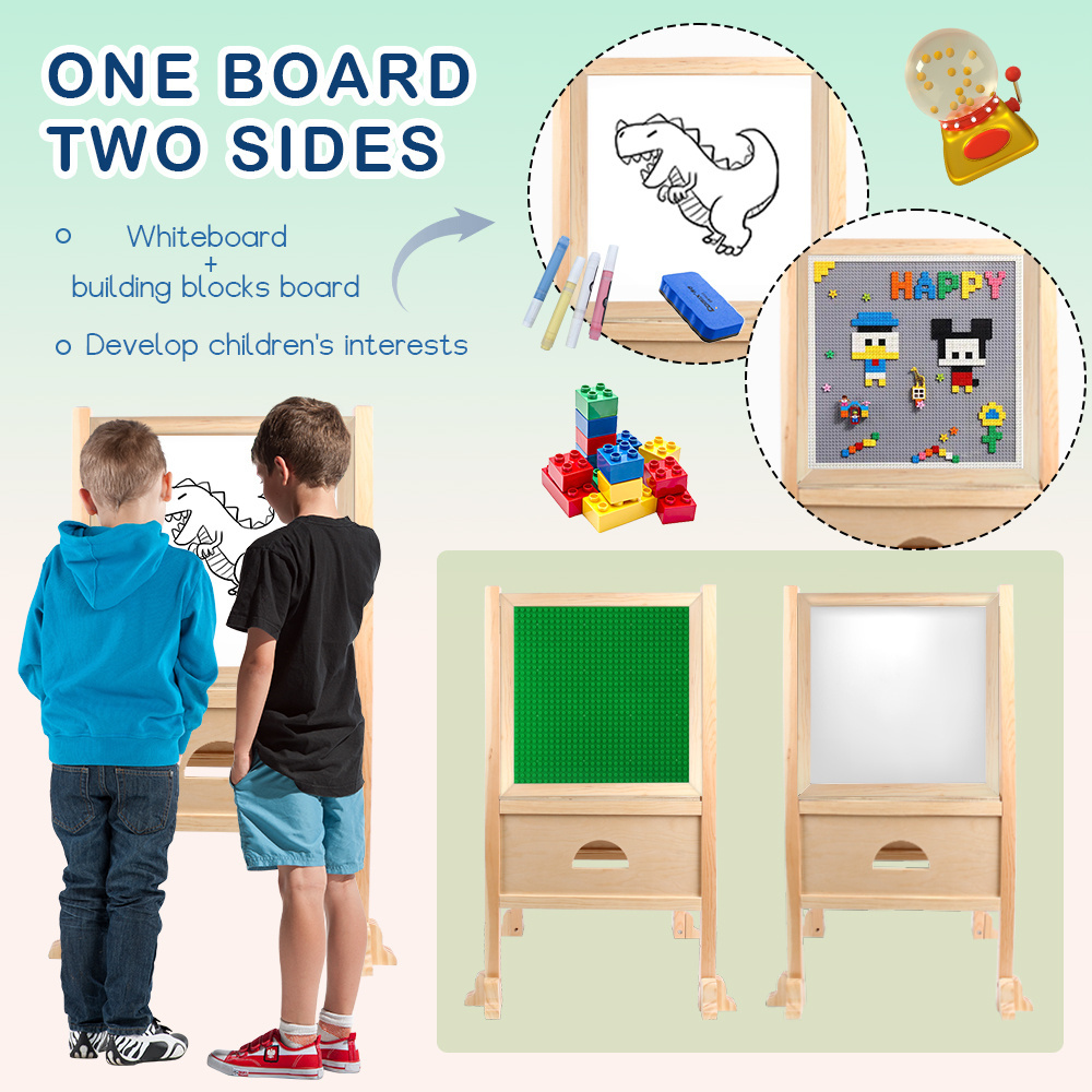 Wood Children Play Toddler Step Ladder Kitchen Cook Helper Learning Tower With building block drawing board