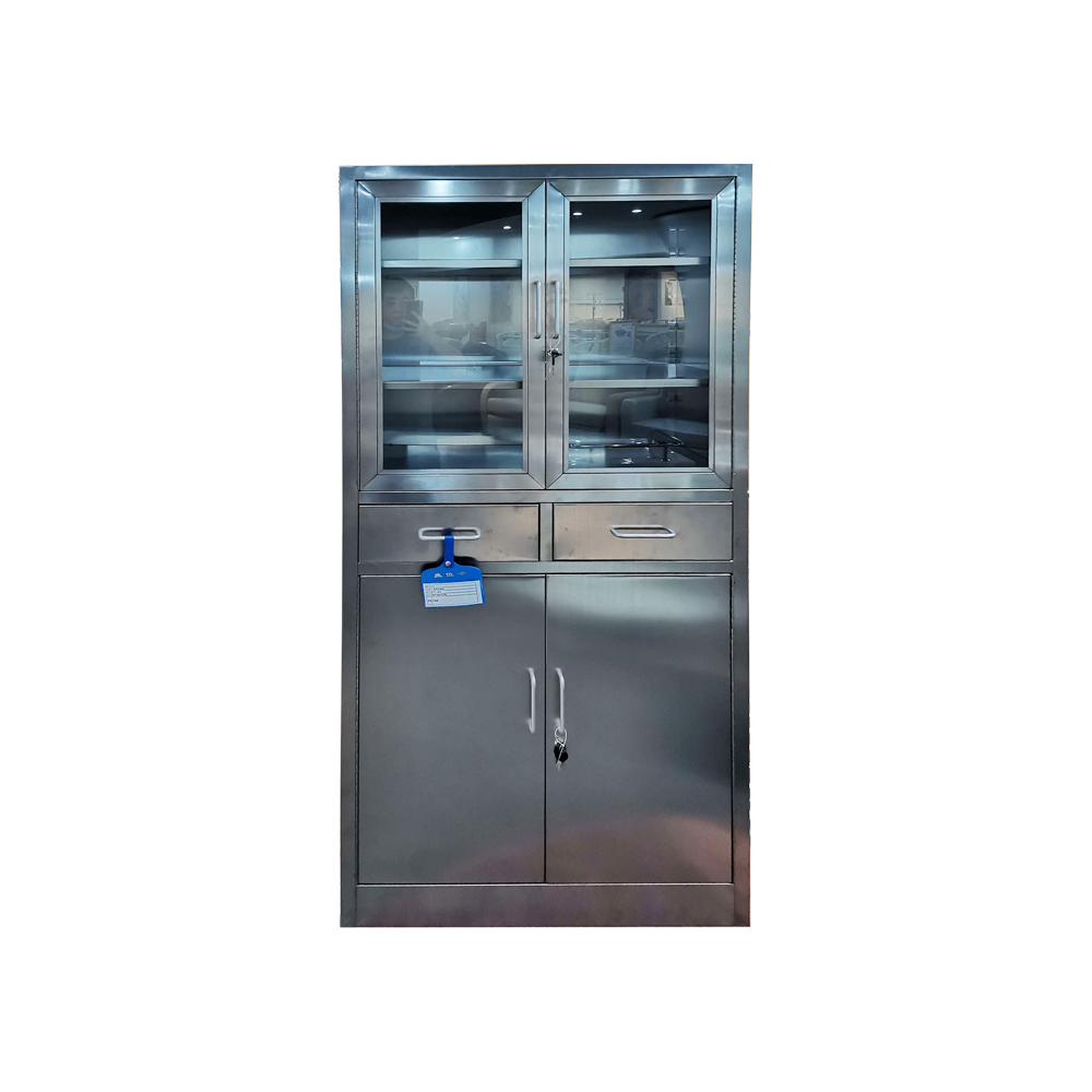 YFQ129 Stainless Steel Medical Instrument Cabinet with Double Glass Doors