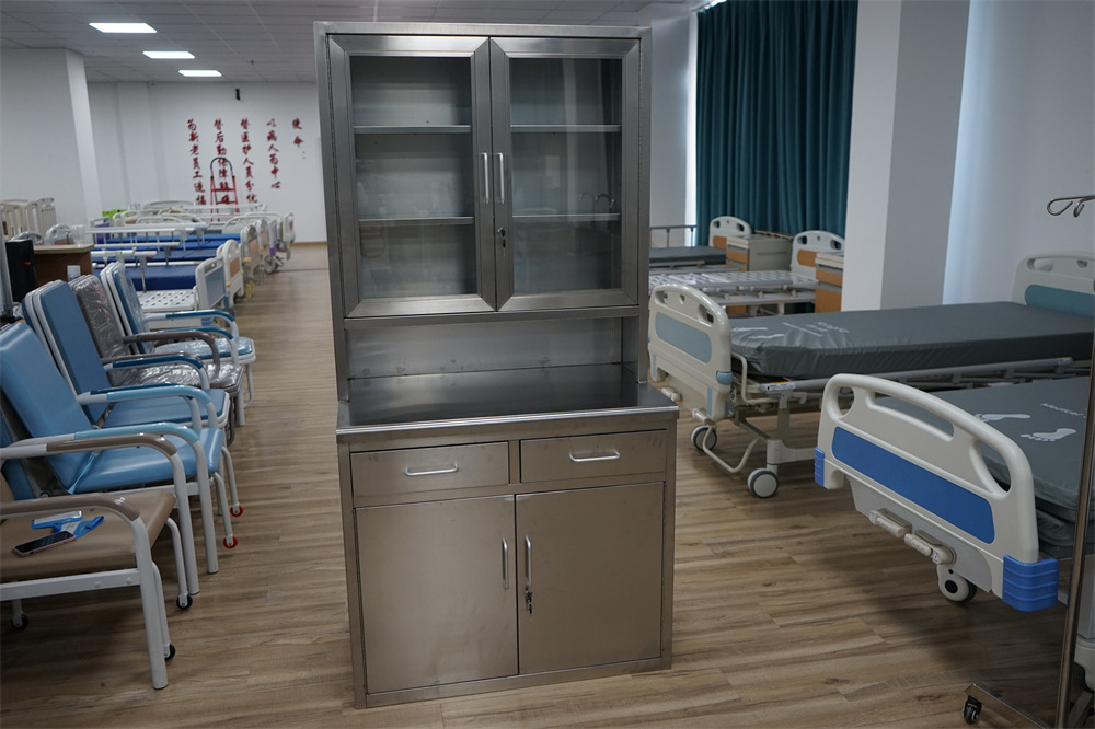 YFQ129 Stainless Steel Medical Instrument Cabinet with Double Glass Doors