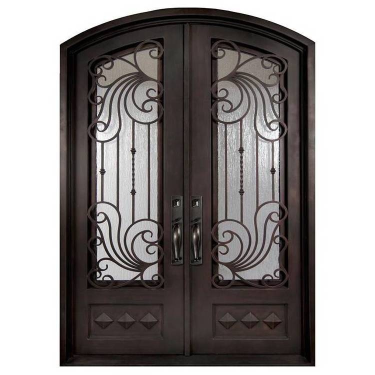 ABYAT Modern Italian Iron Front Door Double Artisan Wrought Iron Door With Clear Glass