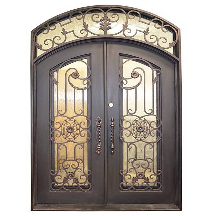 ABYAT Modern Italian Iron Front Door Double Artisan Wrought Iron Door With Clear Glass