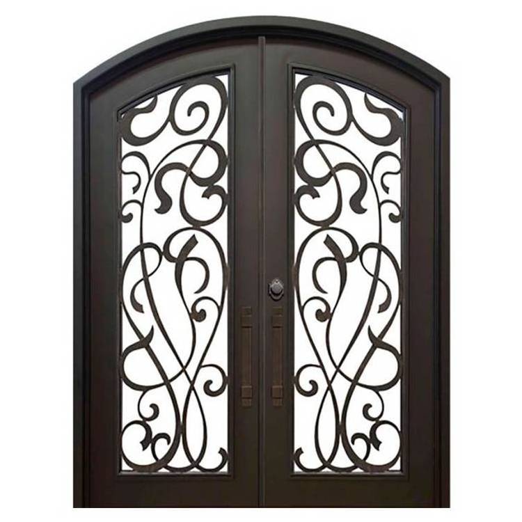 ABYAT Modern Italian Iron Front Door Double Artisan Wrought Iron Door With Clear Glass