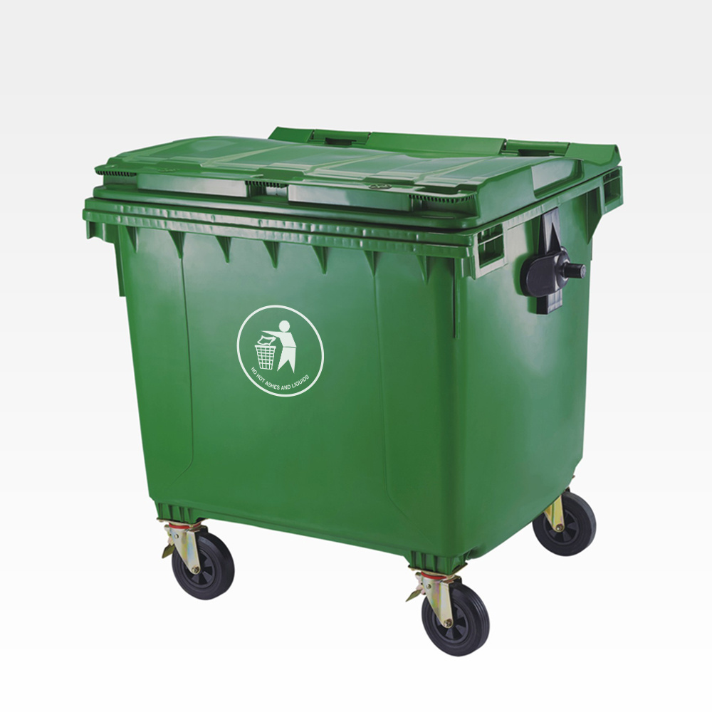 1100l wheel trash can plastic garbage container bin waste trolley for street