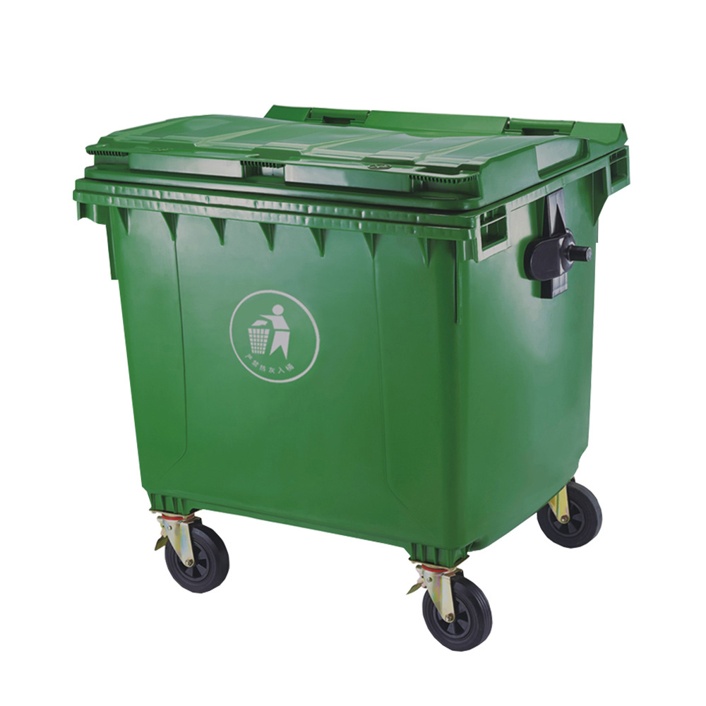 1100l wheel trash can plastic garbage container bin waste trolley for street