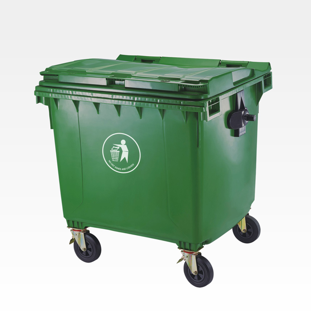 YONNYO eco large size 1100l garbage waste bin dustbin trolley with cover