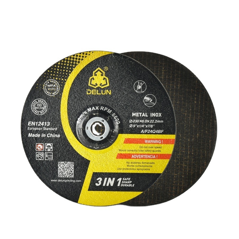 DELUN 9 Inch Premium Metal Grinding Wheel Quick Change Threaded Hub for Angle Grinders Type 27 Abrasive Disc for Polishing