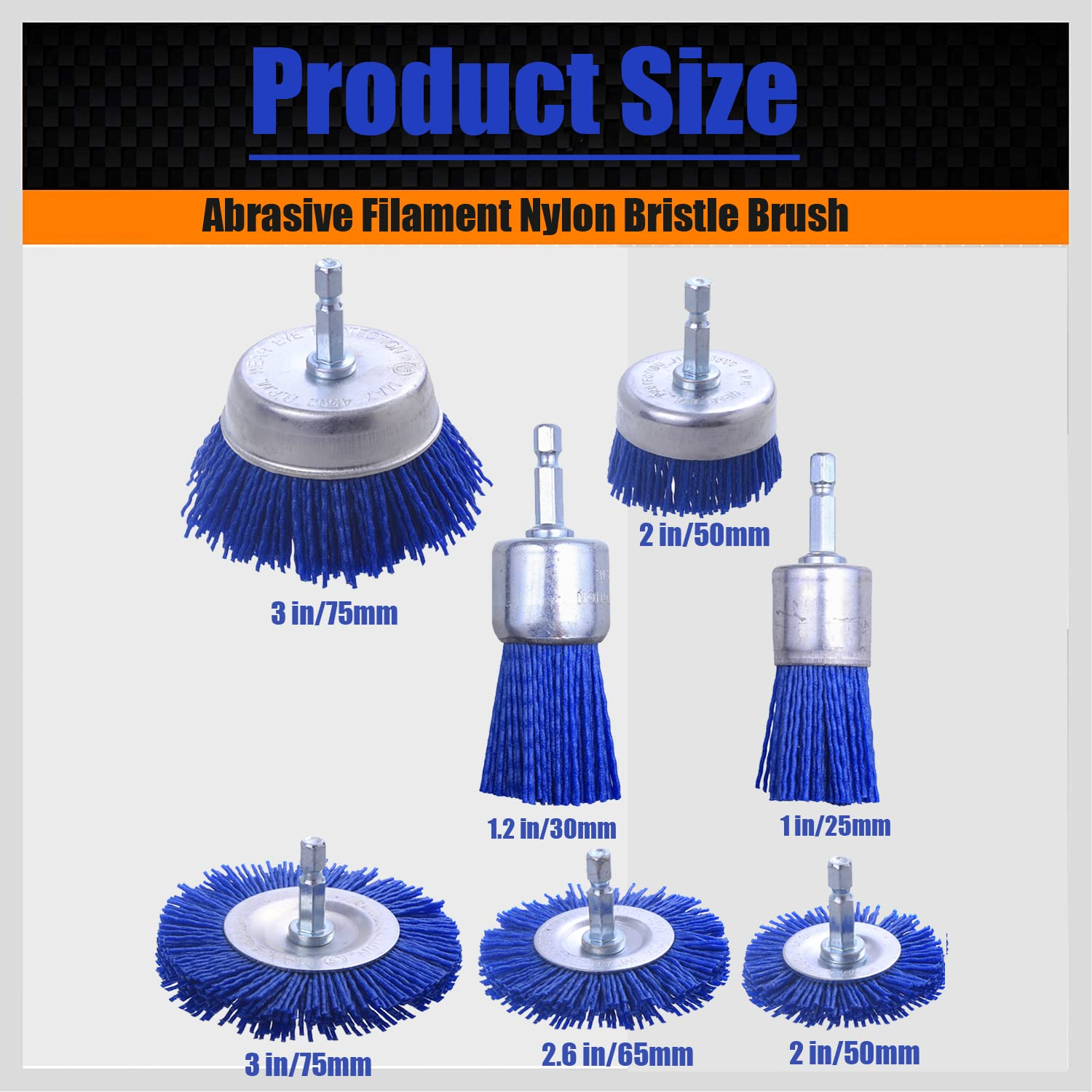 DELUN Abrasive Nylon wheel Wire Brush Removal of Rust/Corrosion/Paint- Wire Brush for Drill