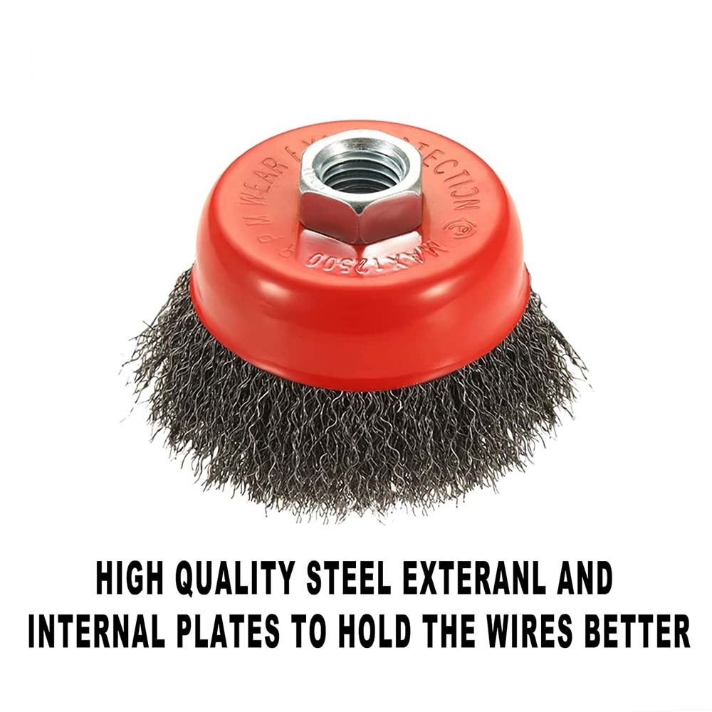 DELUN 4 inch Crimped Bowl Cup Wire Brush Selling Well Products Super-long Durability