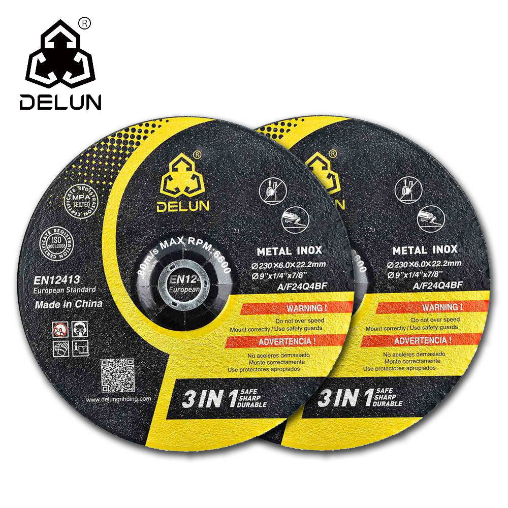 DELUN 9 Inch Premium Metal Grinding Wheel Quick Change Threaded Hub for Angle Grinders Type 27 Abrasive Disc for Polishing