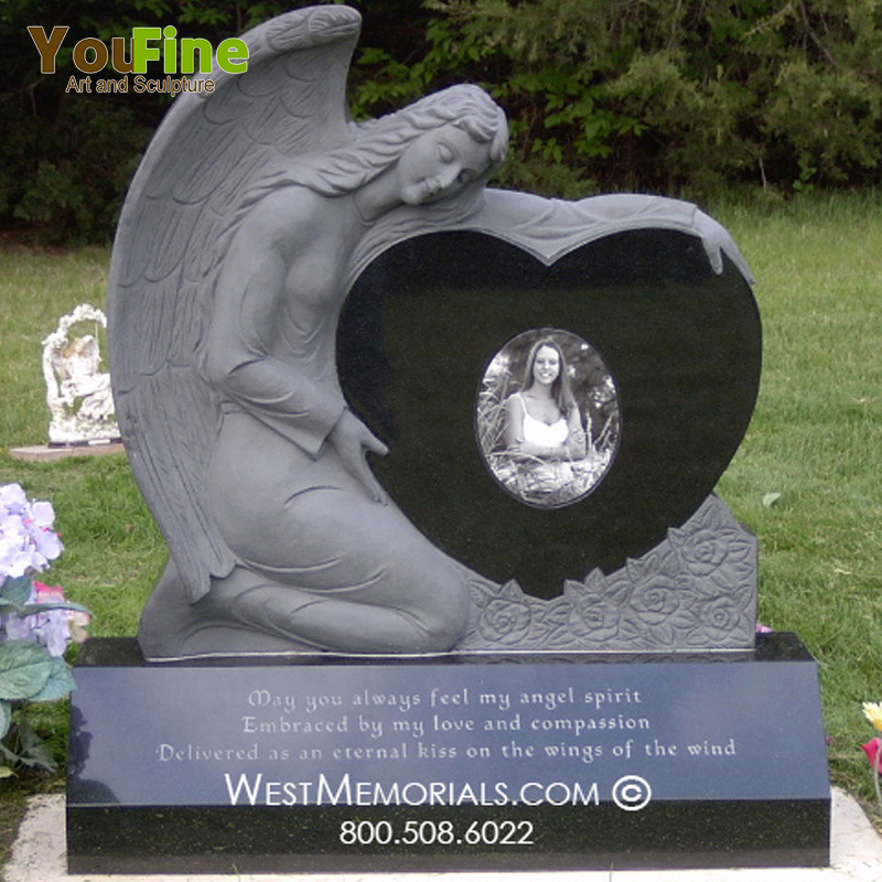 Angel Heart Monument Tombstone Double Heart Headstone