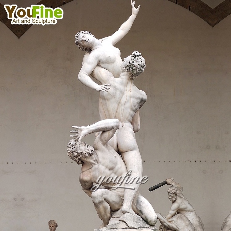 Classic Roman antique sculpture marble three men sculpture for palace decoration