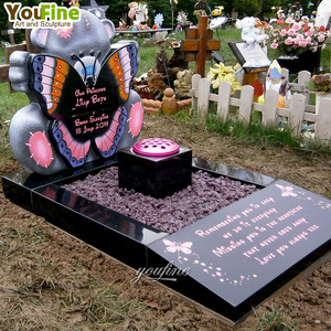 Cemetery Outdoor Decor Natural Stone Bear Butterfly Granite Baby Memorial Headstones