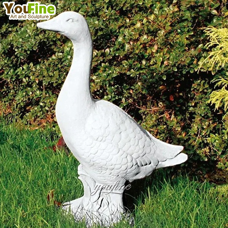 Decorative Natural Stone Carved White Marble Animal Sculpture Goose Statue