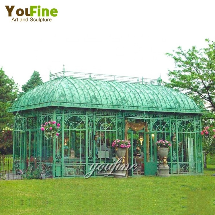 Large Outdoor Garden Decor Garden Line Wrought Iron Steel Metal Frame Gazebo for Sale