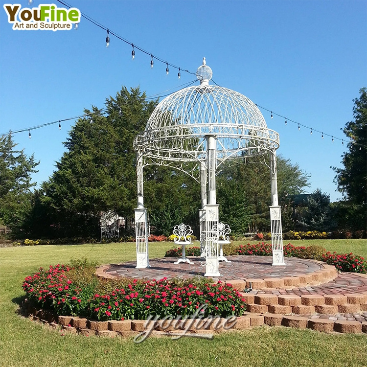 Outdoor Garden Park Decor Wrought Victorian Iron Gazebo with Glass