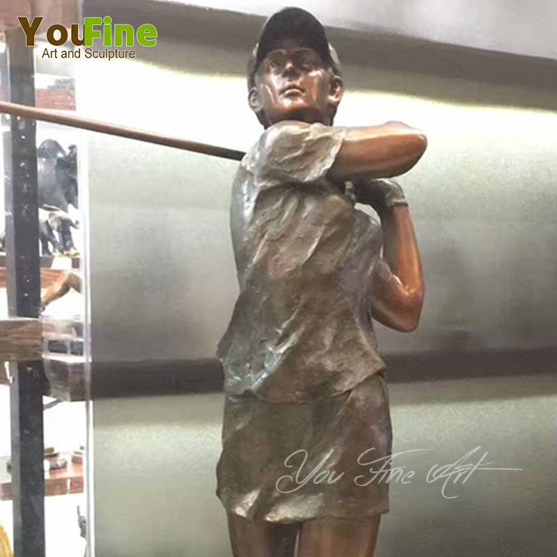 Modern Small Boy Playing Golf Bronze Statue