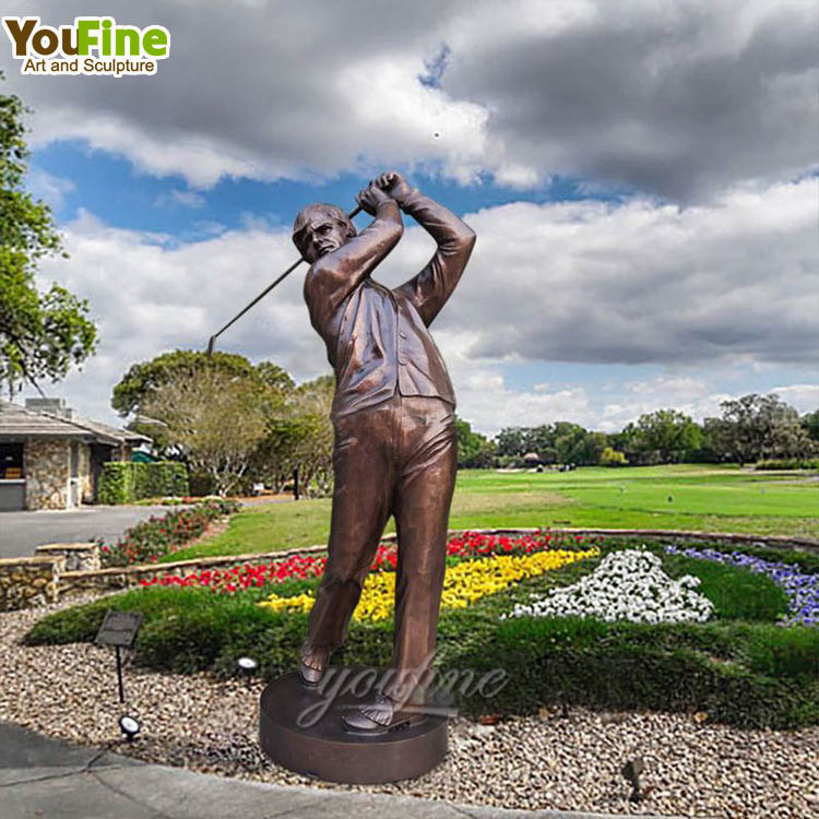 Outdoor Golf Course Decor Custom Size Casting Bronze Golf Player Statue