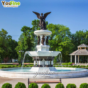 Outdoor Park Decor Modern Outdoor Sculpture Statue Angel Fountain Bronze And Marble