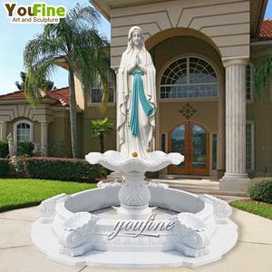 High Quality Fine Carving White Virgin Mary Natural Marble Water Fountain for Garden