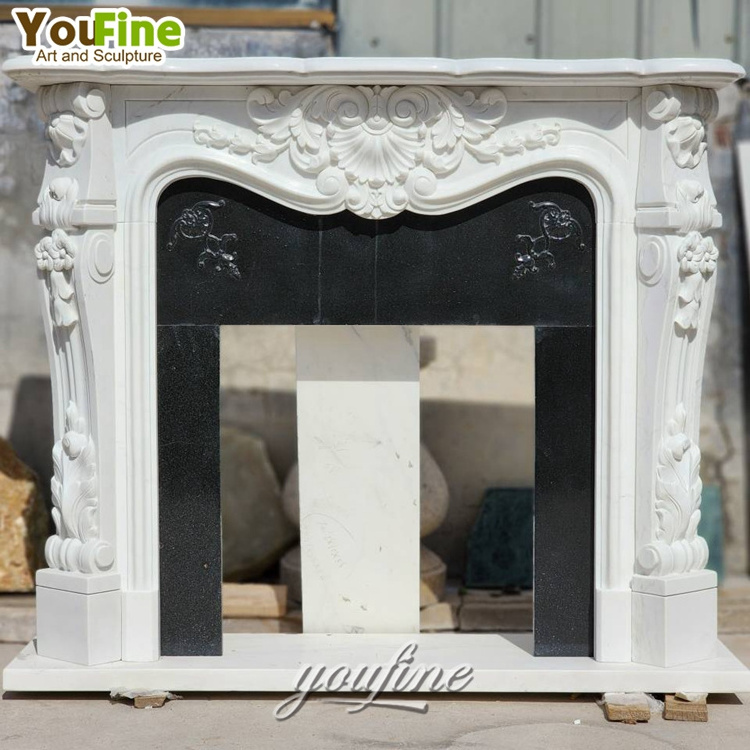 Modern Simple Style Freestanding Gas White Marble Fireplace Frame Indoor Used Fireplace