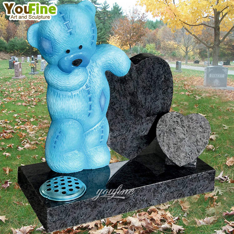 Cemetery Outdoor Decor Natural Stone Bear Butterfly Granite Baby Memorial Headstones