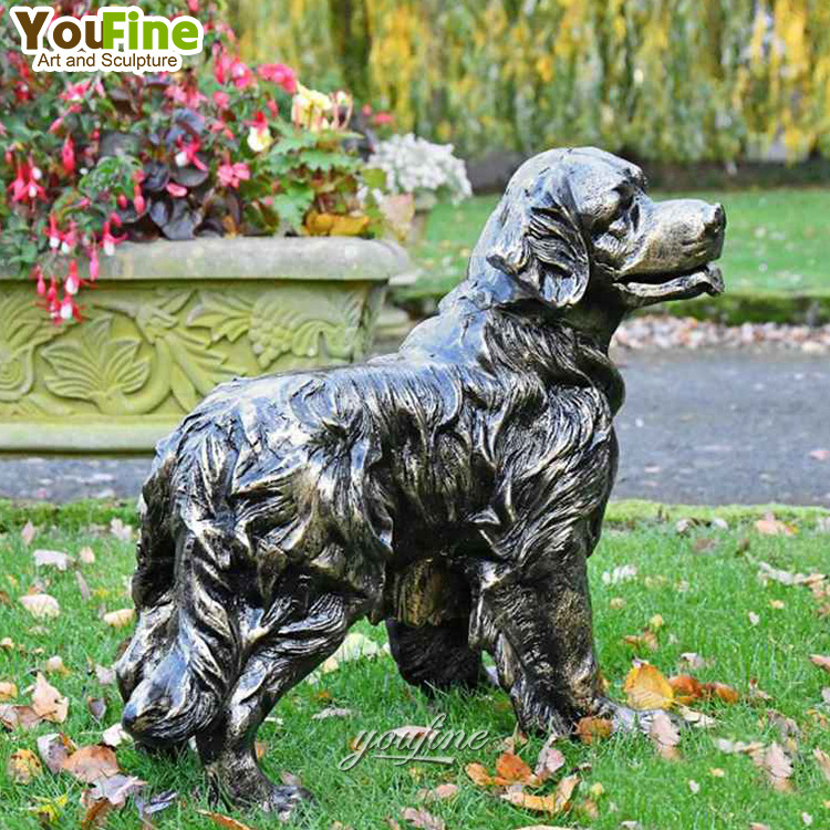 Custom Made Life Size Home Decorative Metal Bronze Golden Retriever Dog Statue