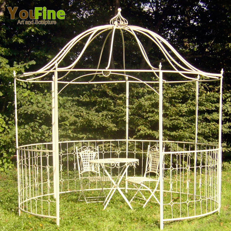 Customized size modern wrought White Metal Garden Pavilion Gazebo