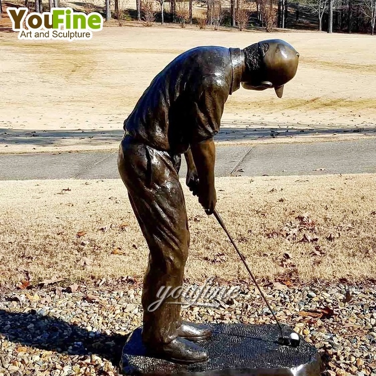 Modern Small Boy Playing Golf Bronze Statue