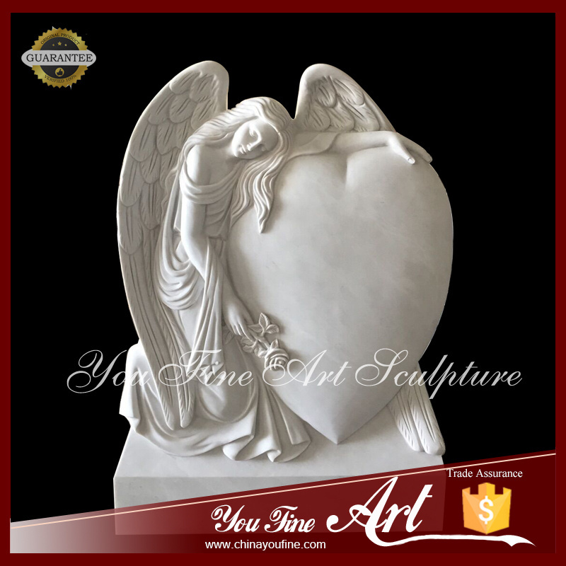 Granite Stone Angel Headstone with Heart Shape