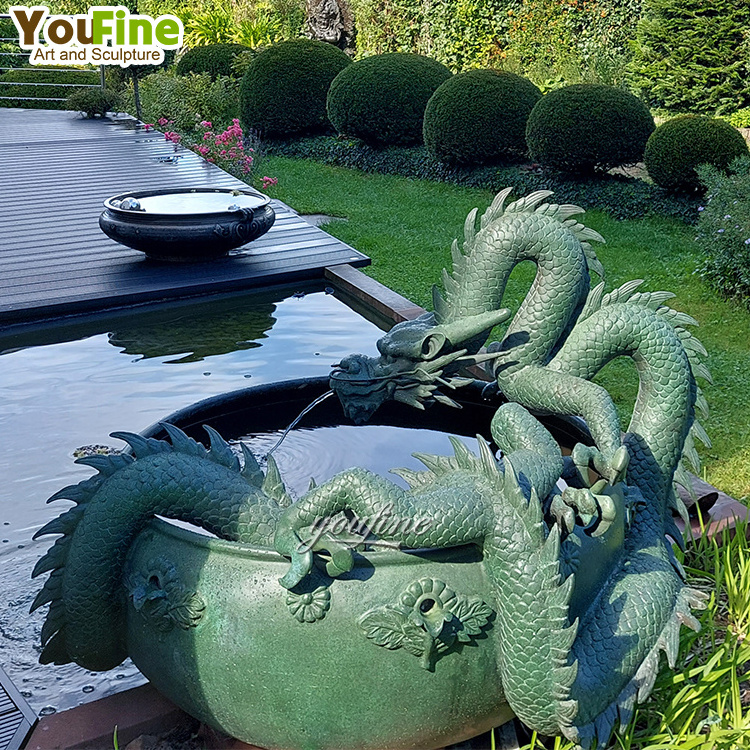 Beautiful Bronze Customized Metal Casting Design Dragon Water Fountain for Sale