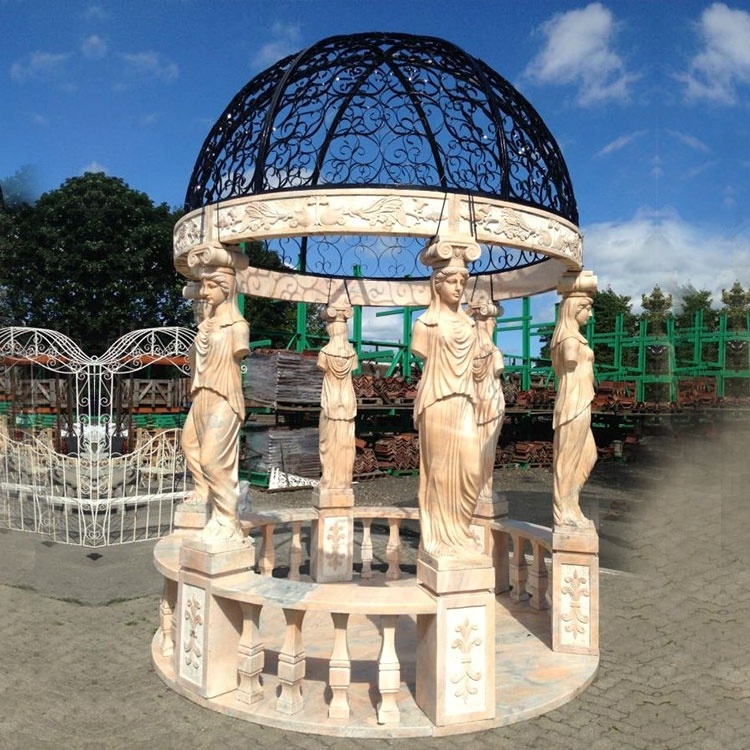 Round Roof Stone Outdoor White  Dome Gazebo