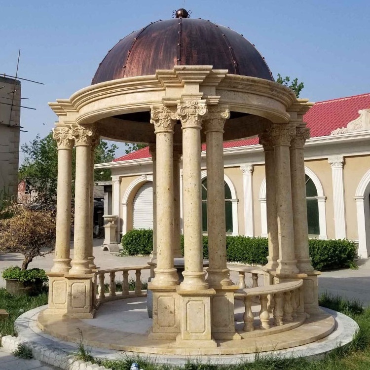 Round Roof Stone Outdoor White  Dome Gazebo